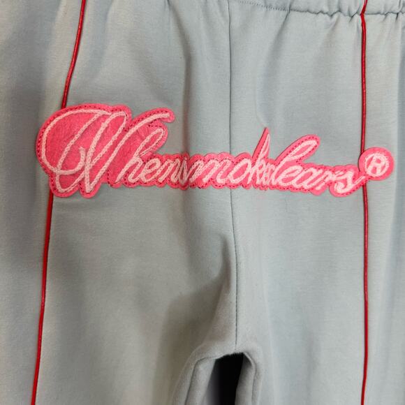 When Smoke Clears Women's Sweatpants Embroidered Light Blue Medium Streetwear M - Picture 6 of 9